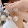 Tulip Stud Earrings with Pearl & Zircon Floral Design for Women