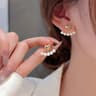 Tulip Stud Earrings with Pearl & Zircon Floral Design for Women
