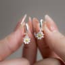 Tulip Stud Earrings with Pearl & Zircon Floral Design for Women