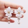 Tulip Stud Earrings with Pearl & Zircon Floral Design for Women