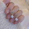 Tulip Stud Earrings with Pearl & Zircon Floral Design for Women