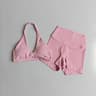 Womens Workout Set Halter Sports Bra & High Waisted Biker Shorts Yoga Outfit