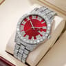 Luxury Men's Quartz Watch with Steel Band, Calendar Display & Diamond Style Business Design