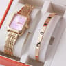 Luxury Women's Quartz Watch & Watch and Bracelet Set for Women Elegant Gold Business Wristwatch Gift