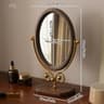 Retro Vanity Makeup Mirror with Adjustable Rotating Stand HD Oval Tabletop Makeup Mirror