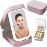 Portable Travel Makeup Bag with LED Makeup Mirror & Adjustable Light Cosmetic Organizer
