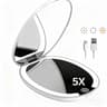 LED Travel Makeup Mirror with 5x Magnifying Mirror & 3 Color Lights Rechargeable Compact Mirror