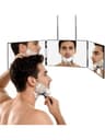 360 View 3 Way Mirror Adjustable Self Haircut Mirror Trifold Barber Mirror with Telescoping Hooks