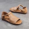 Retro Handmade Cowhide Leather Sandals For Women With Elastic Straps 6