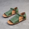 Retro Handmade Cowhide Leather Sandals For Women With Elastic Straps 8