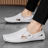 Mens Breathable Leather Loafers Hand Sewn Driving Shoes 1