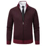 Men's High Collar Fleece Lined Knitted Jacket Warm Winter Sweater