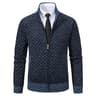 Men's High Collar Fleece Lined Knitted Jacket Warm Winter Sweater