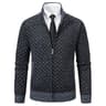 Men's High Collar Fleece Lined Knitted Jacket Warm Winter Sweater