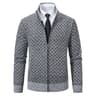 Men's High Collar Fleece Lined Knitted Jacket Warm Winter Sweater