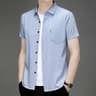 Men's Wrinkle Free Printed Shirt Short Sleeve Business Casual Shirt