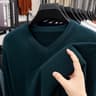 Mens V Neck Knit Sweater Relaxed Fit Solid Color Casual Pullover 8