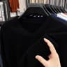 Mens V Neck Knit Sweater Relaxed Fit Solid Color Casual Pullover 7