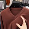 Mens V Neck Knit Sweater Relaxed Fit Solid Color Casual Pullover 13