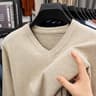 Mens V Neck Knit Sweater Relaxed Fit Solid Color Casual Pullover 0