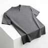 Men's V Notch Stand Collar Shirt Slim Fit Business Casual Short Sleeve Top