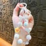 Candy Color Beaded Phone Strap Bow Heart Keychain Bag Charm