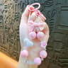 Candy Color Beaded Phone Strap Bow Heart Keychain Bag Charm