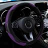 Carbon Fiber Steering Wheel Cover PU Leather Slim Grip Protector For 145 To 15 Inch Wheels 13