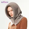 Women Winter Knit Balaclava Hood Zipper Neck Warmer Beanie Hat