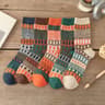 5 Pair Retro Floral Winter Socks Thick Warm Unisex Socks 14