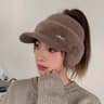 Womens Winter Hat Warm Ponytail Beanie Ear Flap Knit Visor Cap 9