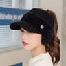 Womens Winter Hat Warm Ponytail Beanie Ear Flap Knit Visor Cap 14