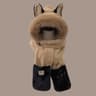 Cozy Plush Hood Scarf Faux Fur Winter Hat with Ear Protection
