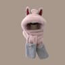 Cozy Plush Hood Scarf Faux Fur Winter Hat with Ear Protection
