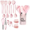 18 Piece Pink Silicone Kitchen Utensils Set for Cooking and Baking