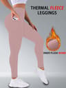 Womens High Waisted Fleece Lined Thermal Leggings With Pockets 7