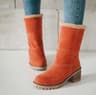 Womens Winter Ankle Boots With Plush Lining And Chunky Square Heels 0