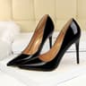 Womens Pointed Toe Patent Leather Pumps With Stiletto Heels 12