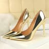 Womens Pointed Toe Patent Leather Pumps With Stiletto Heels 14