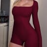 Womens Slim Fit Long Sleeve Romper With Lace Detail And Stretch Fabric 7