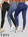 Womens HighStretch ButtLifting Leggings With Washed Print And Pockets 23