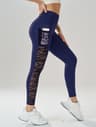 Womens High Waist Mesh Yoga Leggings With Patchwork Design 8