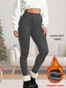 Women's Thermal Fleece Lined Leggings with Low Rise Waist for Winter