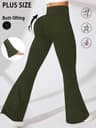 Plus Size Womens High Waisted Flare Leggings With Tummy Control 6