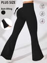 Plus Size Womens High Waisted Flare Leggings With Tummy Control 9