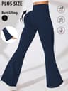 Plus Size Womens High Waisted Flare Leggings With Tummy Control 10