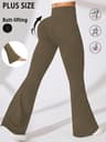 Plus Size Womens High Waisted Flare Leggings With Tummy Control 8