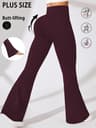 Plus Size Womens High Waisted Flare Leggings With Tummy Control 0