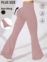 Plus Size Womens High Waisted Flare Leggings With Tummy Control 11