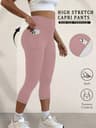 Womens High Waisted Capri Leggings With Pockets And Tummy Control 0